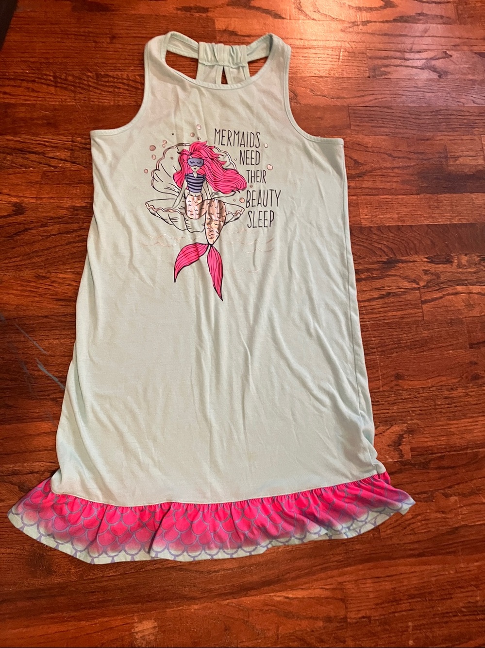 SO Girls Mint Green Nightgown with Pink Mermaid Accent